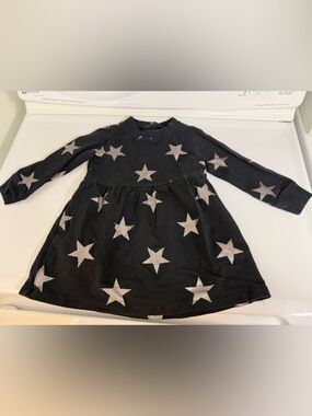 Primary Black Star Print Long Sleeve Dress